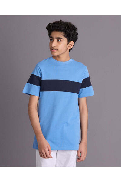 REDTAG Senior Boys Blue Cut And Sew T-Shirt