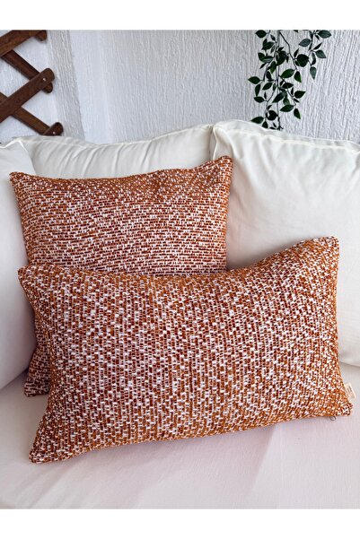 Decamor home Bohemian Knitted Tile / Πορτοκαλί Κάλυμμα Μαξιλαριού 1 Τεμάχιο