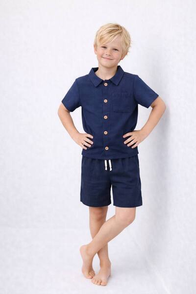 JuraKids Boy's Muslin Shorts Printed T-Shirt Set Casual 2-Piece Set