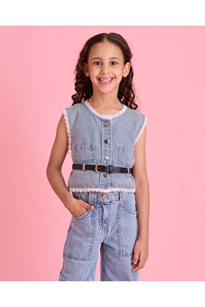 REDTAG Girls Blue Sleeveless Blouse