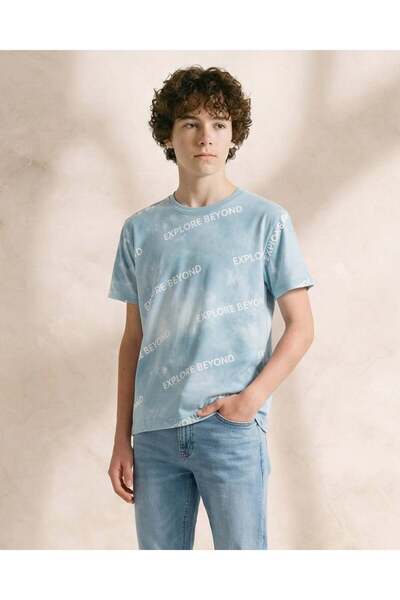 REDTAG Boys Blue Printed T-Shirt
