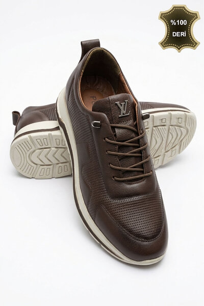 LETAO Ανδρικά καφέ παπούτσια από γνήσιο μαλακό δέρμα, καθημερινά ορθοπεδικά ά...