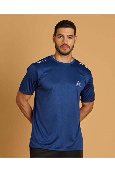 REDTAG Men Navy Printed Sports Active T-Shirt