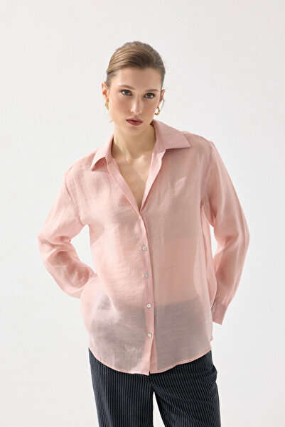 Gusto Relaxed Fit Tencel Shirt - Pink
