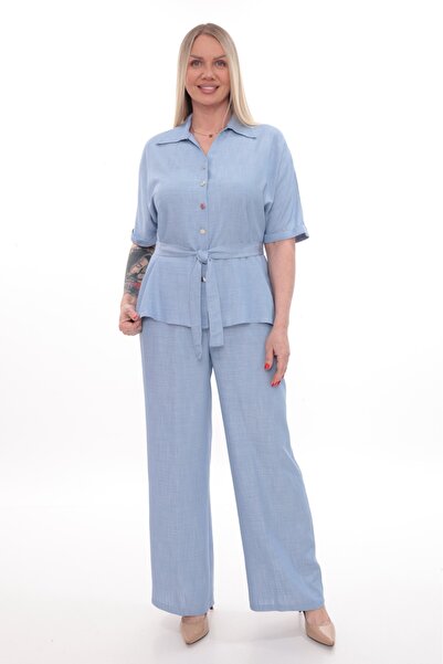 etselements Σετ δύο τεμαχίων με γιακά πουκάμισου και δέσιμο στη μέση ETS1039