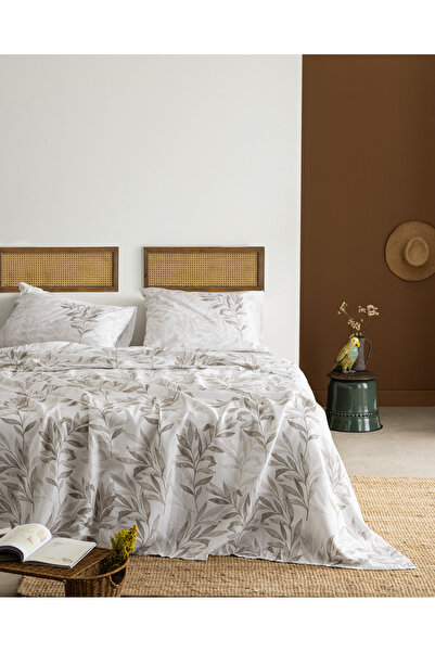 Madame Coco Leaf Tek Kişilik Ecocell Printed Pique Σετ - Μπεζ