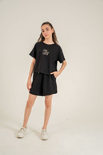 Mışıl Kids Glow Girls Club Set de trening pentru fete, brodat, cu textură moa...