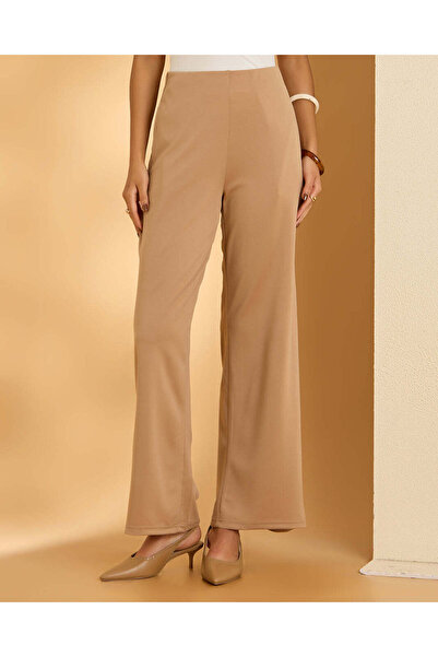 REDTAG Women Beige Plain Casual Trousers