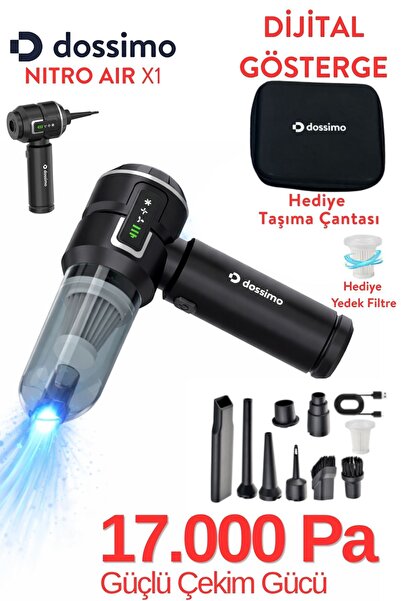 Dossimo Nitro X1 Kablosuz Araç İçi Süpürge | Güçlü Vakum | Dijital Gösterge |...