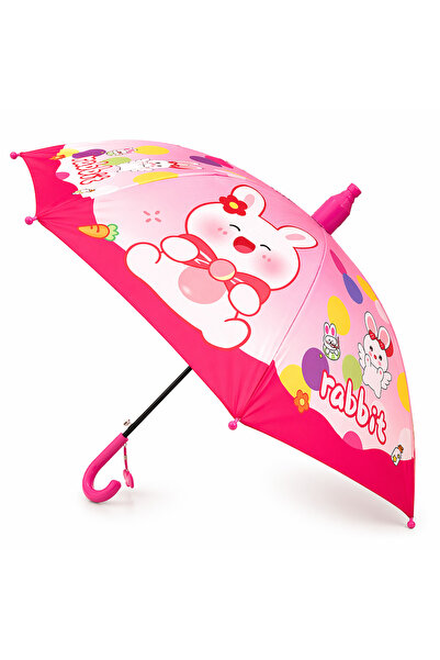 synshop Kawai Kız Çocuk Şemsiye Bardaklı Düdüklü UV Korumalı Pembe Tavşan Oto...
