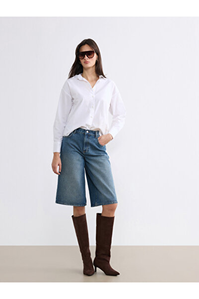 LC Waikiki Pantaloni scurți din denim de damă, croială Bermuda