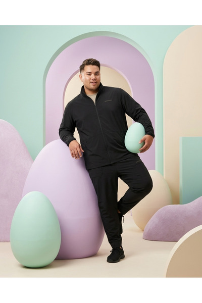 Ramon Miele Σετ ανδρικής φόρμας από ύφασμα αλεξίπτωτου, με ψηλό γιακά, φερμου...