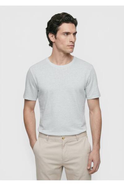 Ramsey Γκρι Απλό 100% Λινό Μπλουζάκι