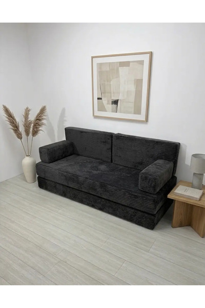 BAKIRÖZÜ HOME Premium Fitilli Kadife Kumaş, Konforlu Yer Kanepesi ,Modüler Ko...