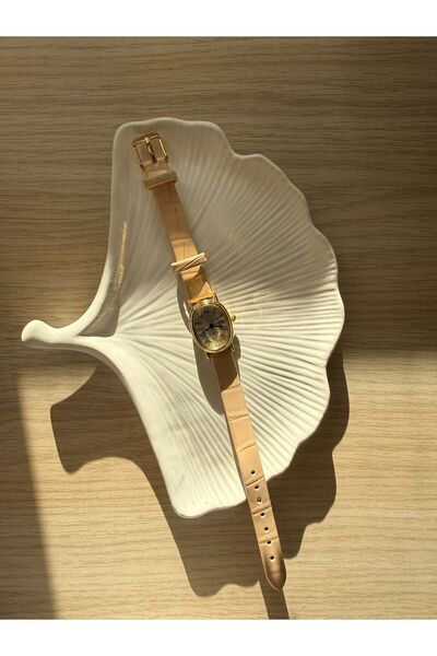 rubsey Retro Minimal Leather Cord Vintage Women's Wristwatch Cream