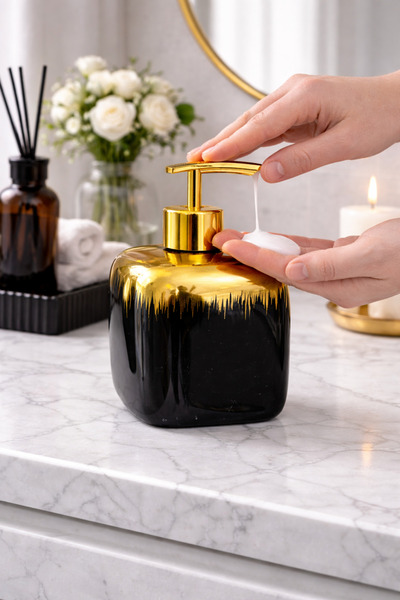 ARVALE Διανομέας υγρού σαπουνιού NERO Black Gold – Πολυτελής διανομέας σαπουν...