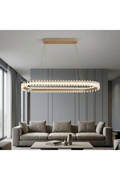 ACCEPT ثريا كريستال عصرية مستطيلة الشكل بتصميم ريش - إضاءة معلقة LED خطية من النحاس الذهبي بطول 100 سم