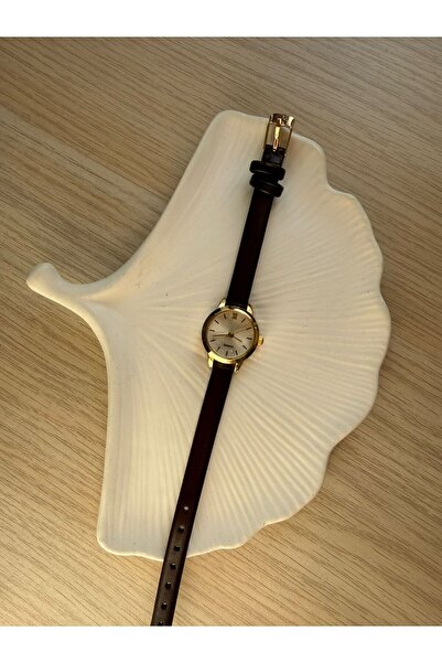 rubsey Retro Minimal Leather Cord Vintage Women Wristwatch Bitter Brown