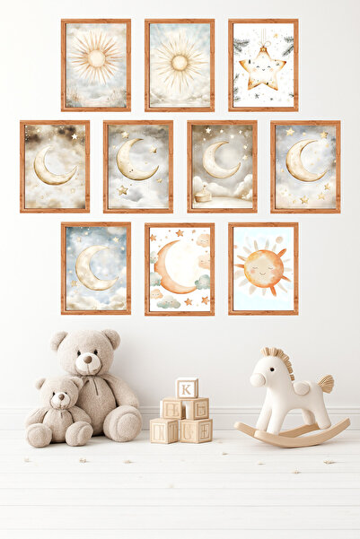 UNT 10-Piece Frame-Looking Space, Astronaut, Planet, Baby, Children's Room Pa...