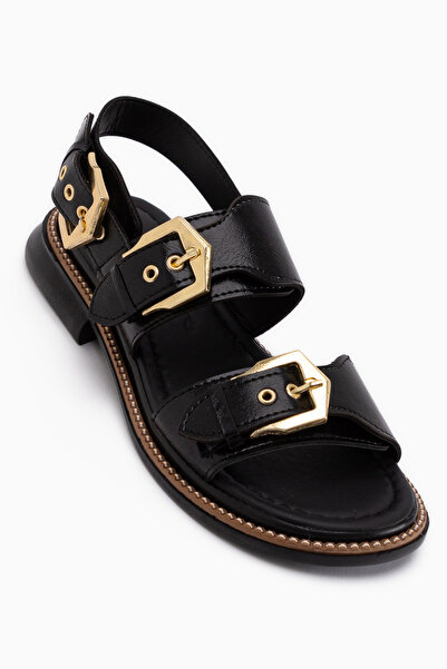 Limoya Γυναικεία σανδάλια Liena Μαύρα με διπλή πόρπη