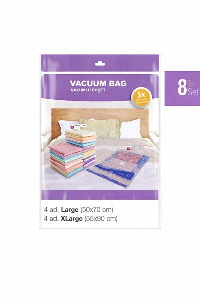 Generic Brand Vacuum Storage Bag Set of 8 – 4 Large (50X70 cm) + 4 Xlarge (55X90 cm)