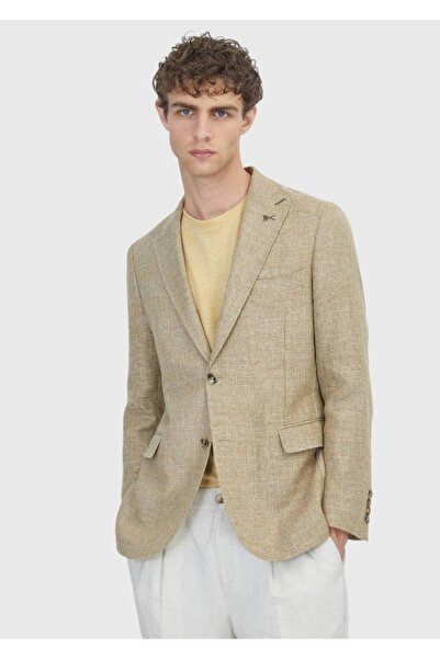 Ramsey Light Yellow Shirt Shoulder Slim Fit Wool Blend Jacket