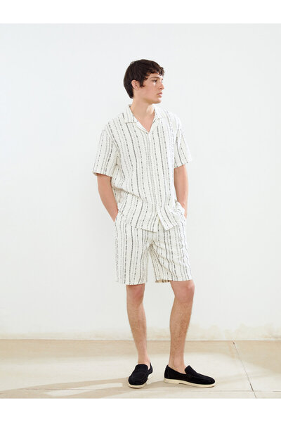 LC Waikiki Men's Patterned Wool-Blend Shorts in a Regular Fit