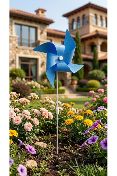 Flipped Dekoratif Rüzgar Gülü 4 Kanallı Mavi Renk 30 cm