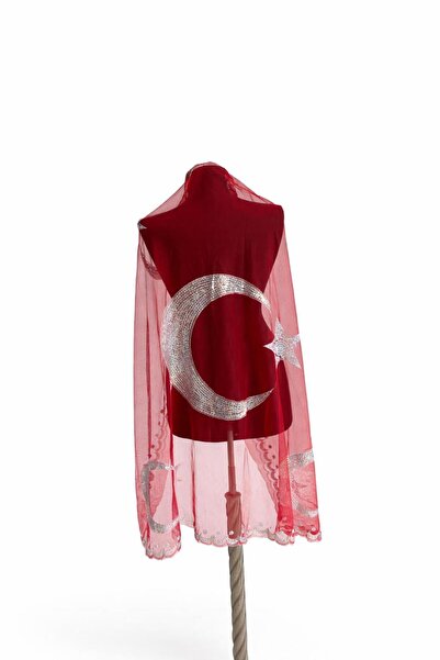 WORDAKS Kırmızı Damat Sağdıç Asker Kına Şalı Omuz Örtüsü Eldiven Duvak Seti -...