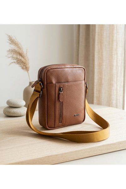 PASSTELL 100% Genuine Leather Men's Crossbody Bag with Shoulder Strap
