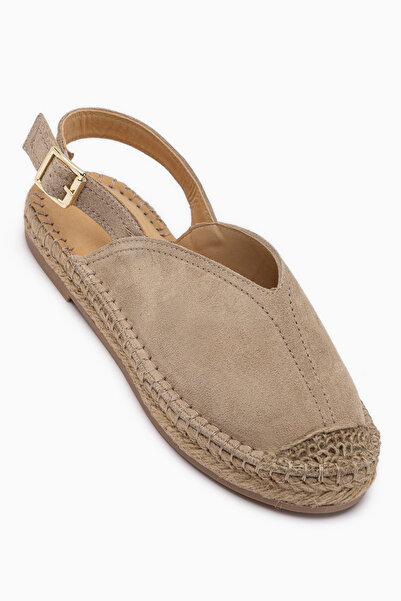 Limoya Γυναικεία σανδάλια Lydia από γνήσιο δέρμα μπεζ σουέντ με ψάθινη λεπτομ...