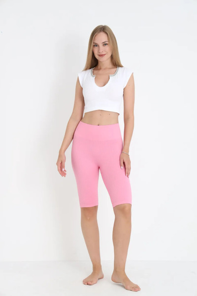 Serena Ροζ Ριγέ ψηλόμεσο κολάν