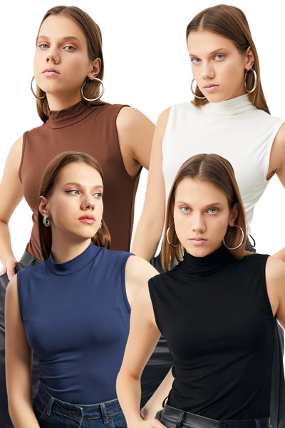 Bipantolon ΓΥΝΑΙΚΕΙΑ ΜΑΥΡΟΛΕΥΚΗ ΜΠΛΟΥΖΑ ΧΡΩΜΑΤΩΝ ΜΑΥΡΟ, ΚΑΦΕ, ΝΑΥΤΙΚΟ ΜΠΛΕ, 4...