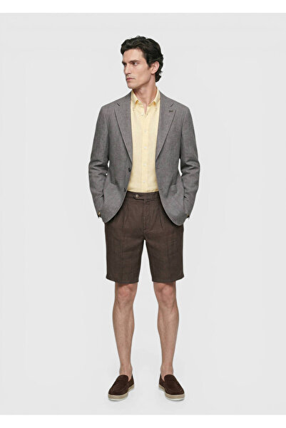 Ramsey Gül Kurusu Shirt Shoulder Slim Fit 100% Linen Jacket