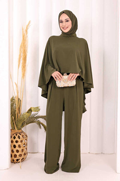 Bym Fashion Pelerinli Tulum 8022 Haki