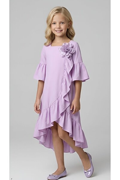 MAY MARA Κοριτσίστικο κοντομάνικο λινό φόρεμα με σούρες