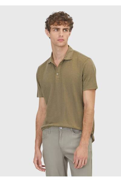 Ramsey Khaki Plain 100% Linen T-Shirt