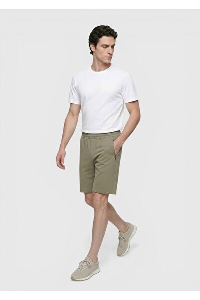 Ramsey Khaki Plain Knitted Regular Fit Casual Bermuda Shorts