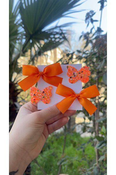 Toka Perisi Σετ πορτοκαλί αγκράφες Cleo (κορδέλα με φιόγκο, γκλίτερ, πεταλούδ...