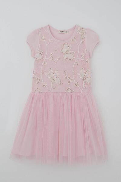 Breeze Rochie pentru fete, cu paiete, broderie fluture, tul, detaliu floral, ...