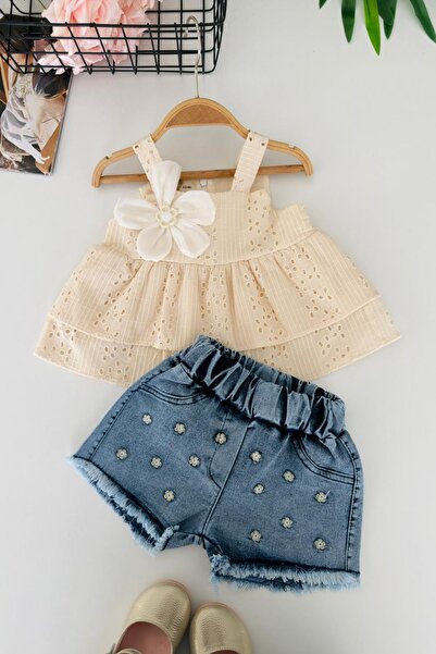 Minigimin Cicileri Miniğimin Cicileri Çiçek Aplikeli Güpür Detaylı Kız Bebek ...