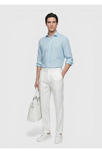 Ramsey Τιρκουάζ Απλό Πουκάμισο Κανονικής Εφαρμογής, Μακρύ, Υφαντό, Casual, απ...