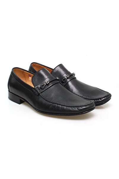 FRANCO CALVANI Black Color Laceless Genuine Leather Leather Sole Men's Shoes