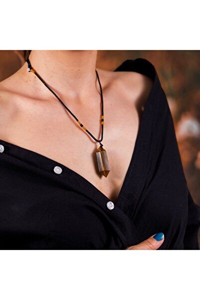 Ezera Ρυθμιζόμενο κολιέ Μάνι με διπλό άκρο από μάτι της τίγρης