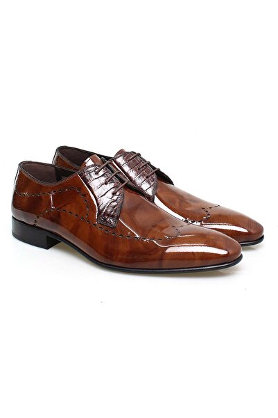 FRANCO CALVANI Tan Color Lace-Up Genuine Leather Leather Sole Men's Shoes