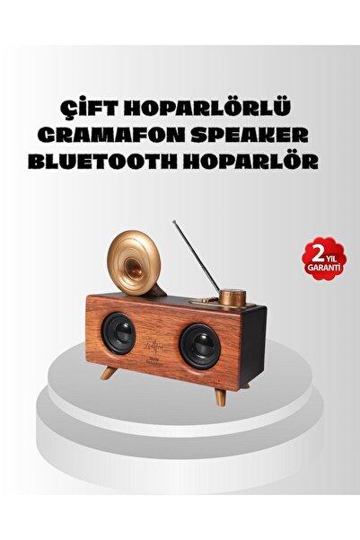 Genel Markalar Çift Hoparlörlü Retro Bluetooth Speaker 1800mAh Bataryalı AUX ...