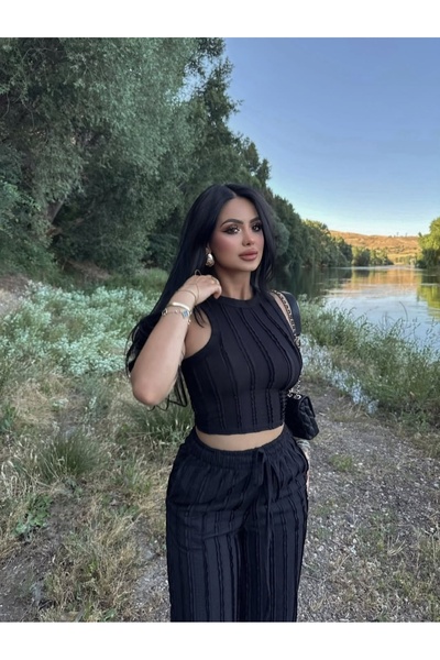 aytenli Σετ με τούφες με ελαστικό κορδόνι στο λαιμό, ελαστικό παντελόνι με τσ...