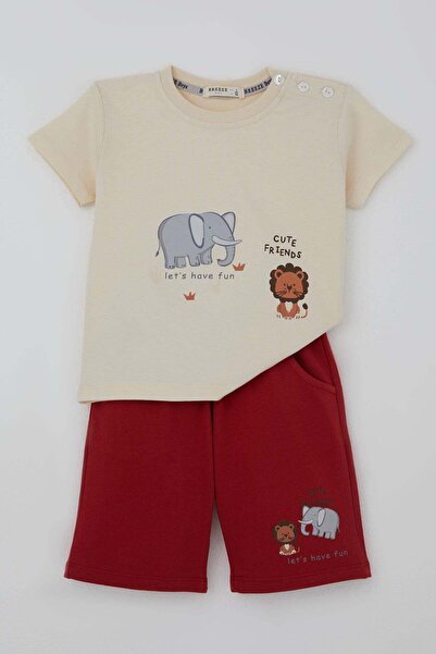 Breeze Baby Boy Shorts Set Cute Animal Friends 9 Months-3 Years, Cream
