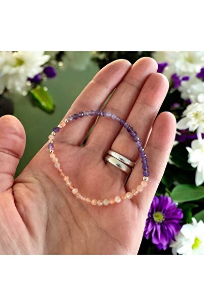 Ezera Γυναικείο βραχιόλι Mia από αμέθυστο και ηλιόλιθο με επιχρυσωμένο ασήμι ...