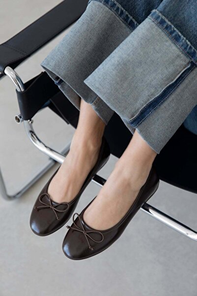 STRASWANS Lily Γυναικείες Μπαλαρίνες με Λεπτομέρεια Φιόγκου, Ζαρωμένο Δέρμα, ...